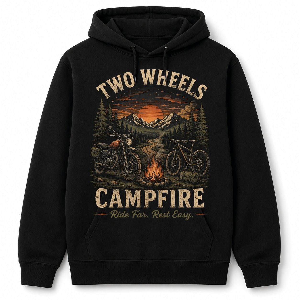 Two Wheels Campfire Hoodie