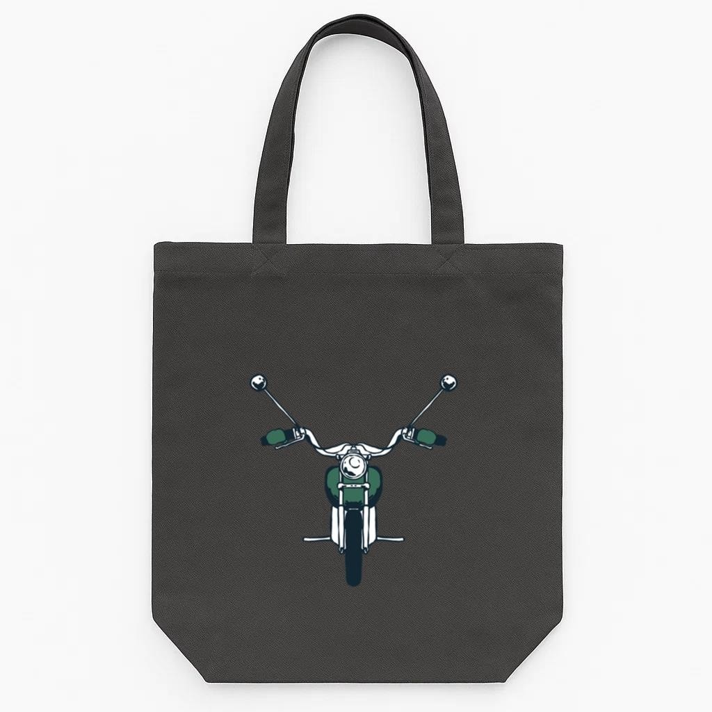 Green Motorcycle Tote Canvas Bag