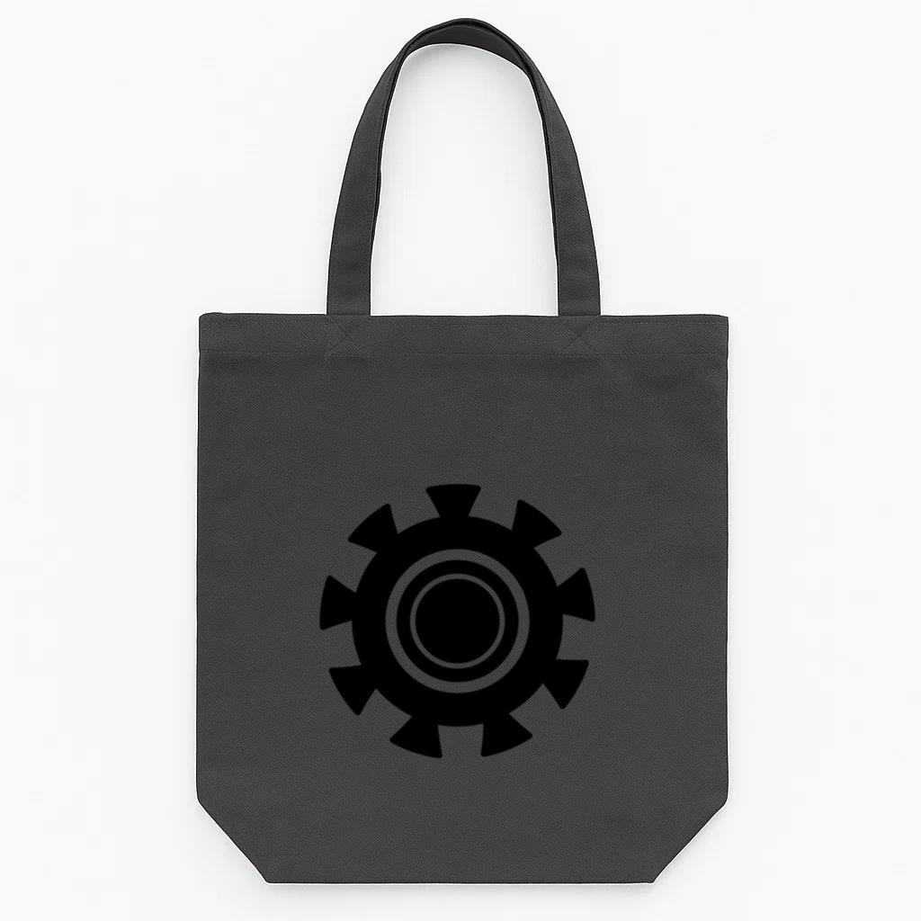 Gear Wheel Hole Gear Pinion Cogwheel Detailed Silhouette Tote Canvas Bag