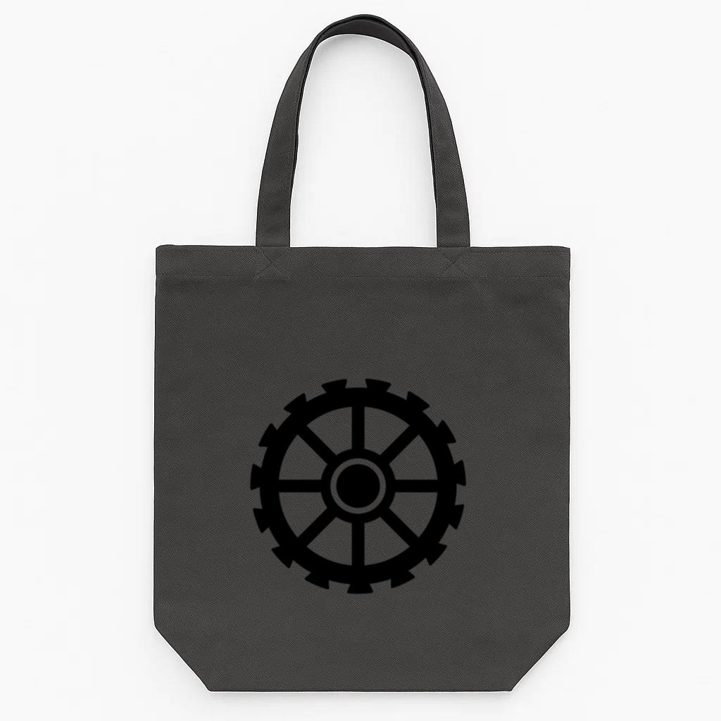 Gear Wheel Pinion Hole Gear Cogwheel Detailed Silhouette Tote Canvas Bag