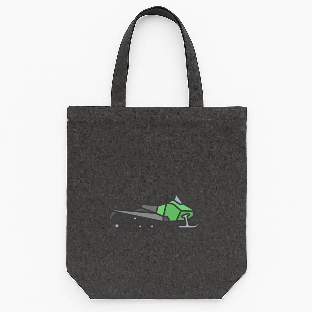 Green Flat Stroke Snowmobile Tote Canvas Bag