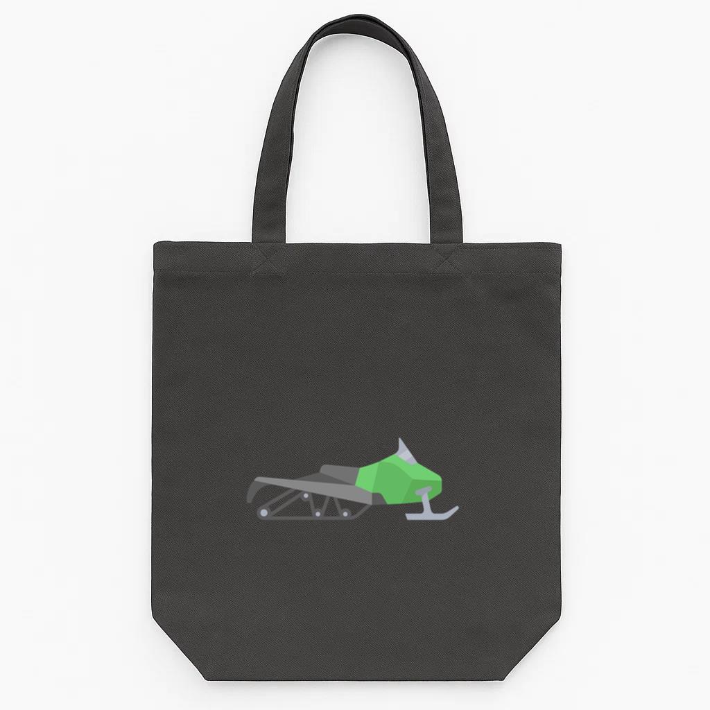 Green Semi Flat Snowmobile Tote Canvas Bag
