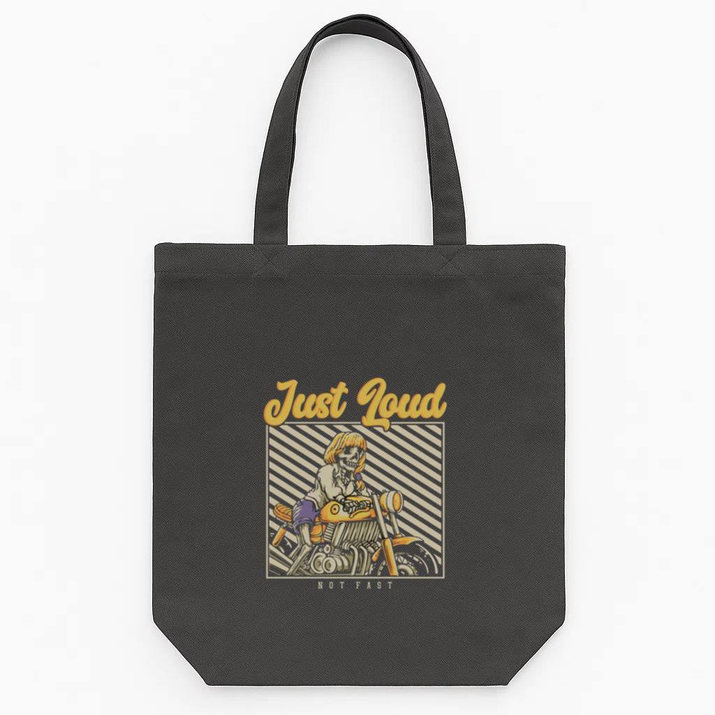 Hiker Motorbike Focused Minimal Tote Canvas Bag