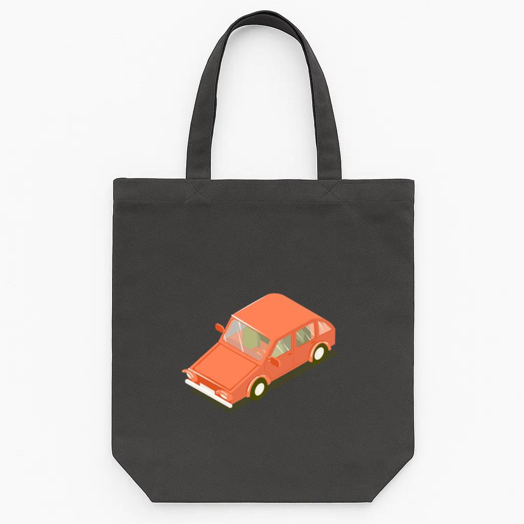 Isometric Transport Red Car Tote Canvas Bag