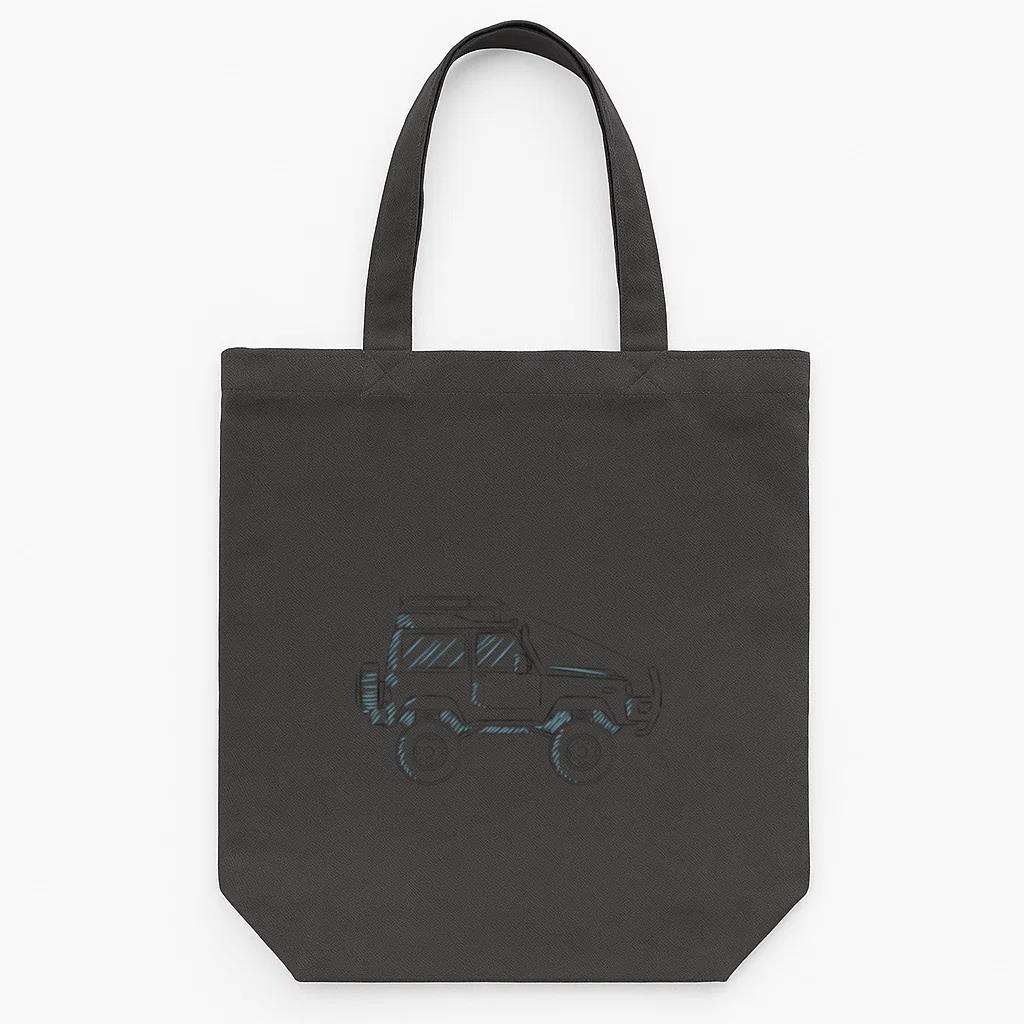 Jeep Car Body Vehicle Wheel Line Tote Canvas Bag