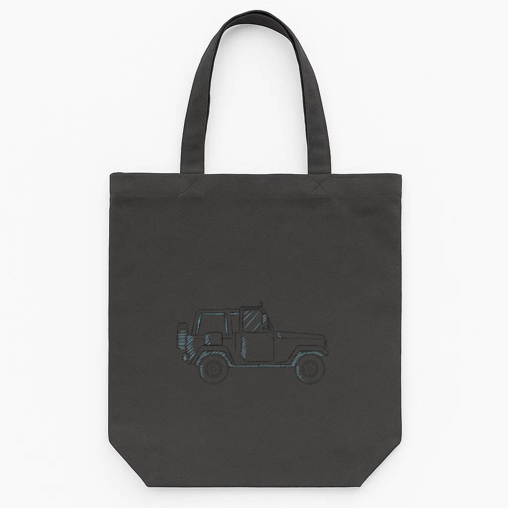 Jeep Car Wheel Vehicle Body Line Tote Canvas Bag