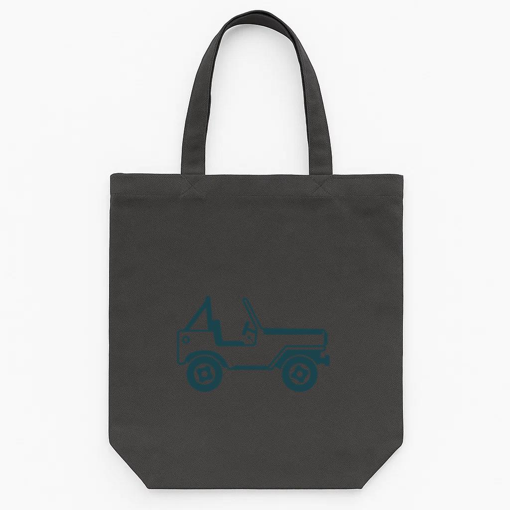 Jeep Vehicle Body Wheel Car Detailed Silhouette Tote Canvas Bag