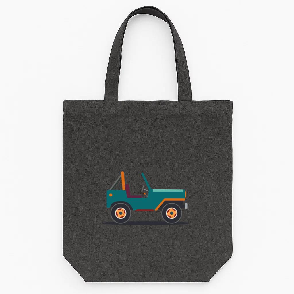 Jeep Vehicle Body Wheel Car Flat Tote Canvas Bag