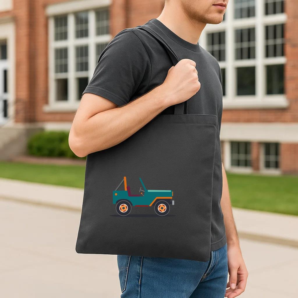 Jeep Vehicle Body Wheel Car Flat Tote Canvas Bag - Image 3