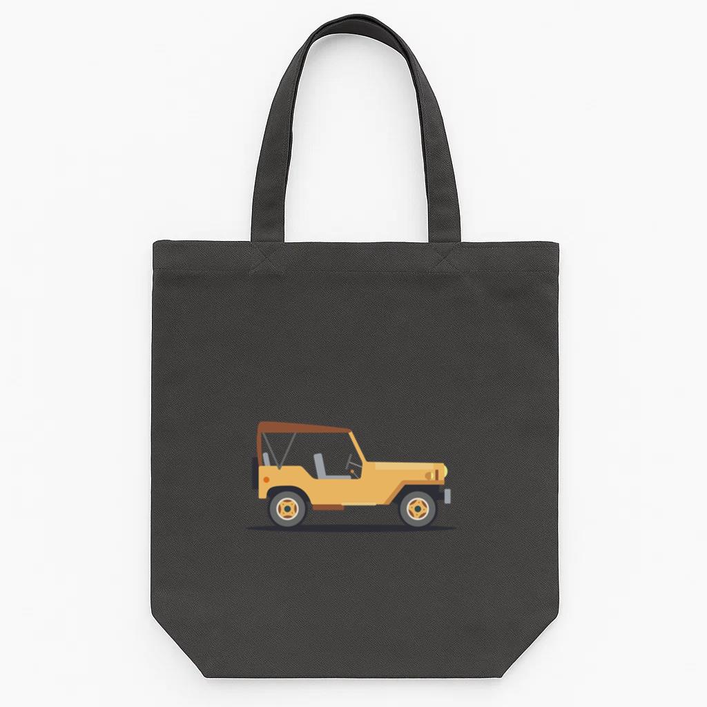 Jeep Vehicle Car Body Wheel Flat Tote Canvas Bag