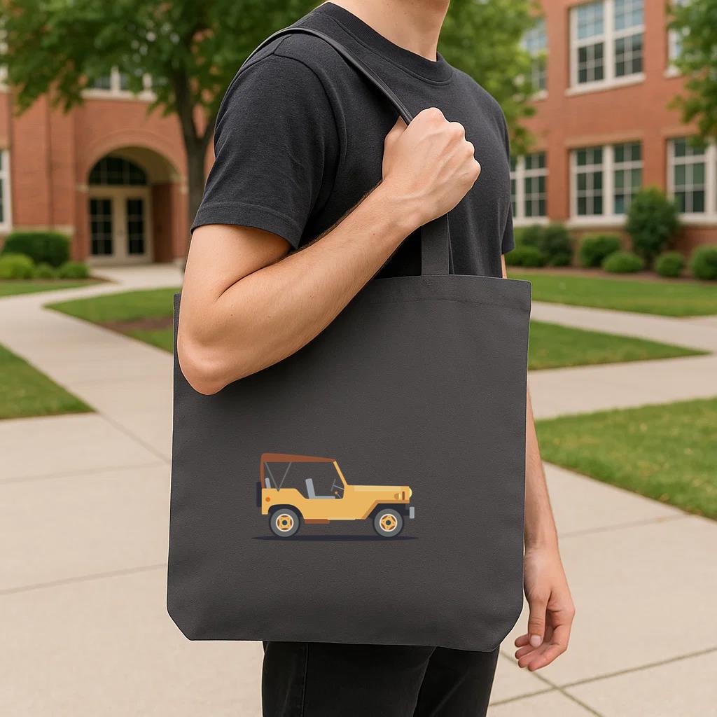 Jeep Vehicle Car Body Wheel Flat Tote Canvas Bag - Image 4