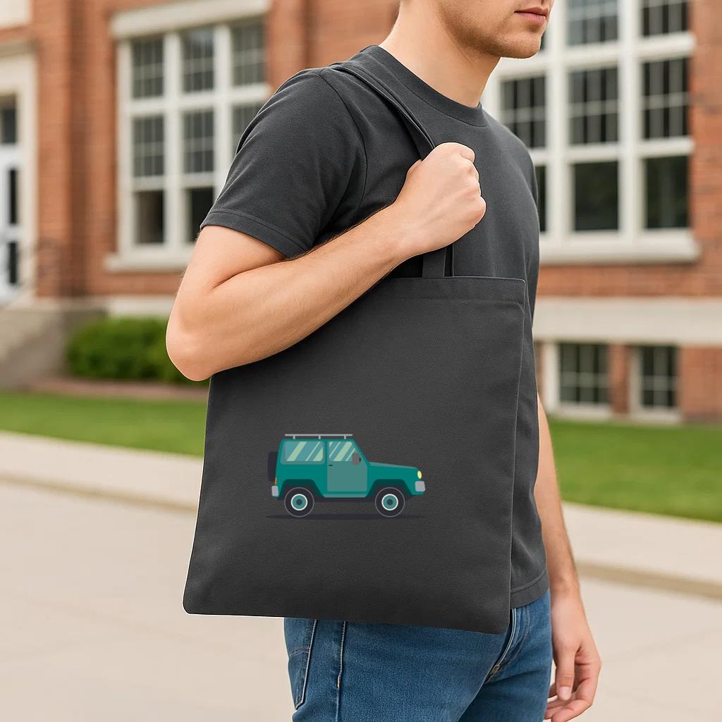 Jeep Vehicle Wheel Car Body Flat Tote Canvas Bag - Image 3