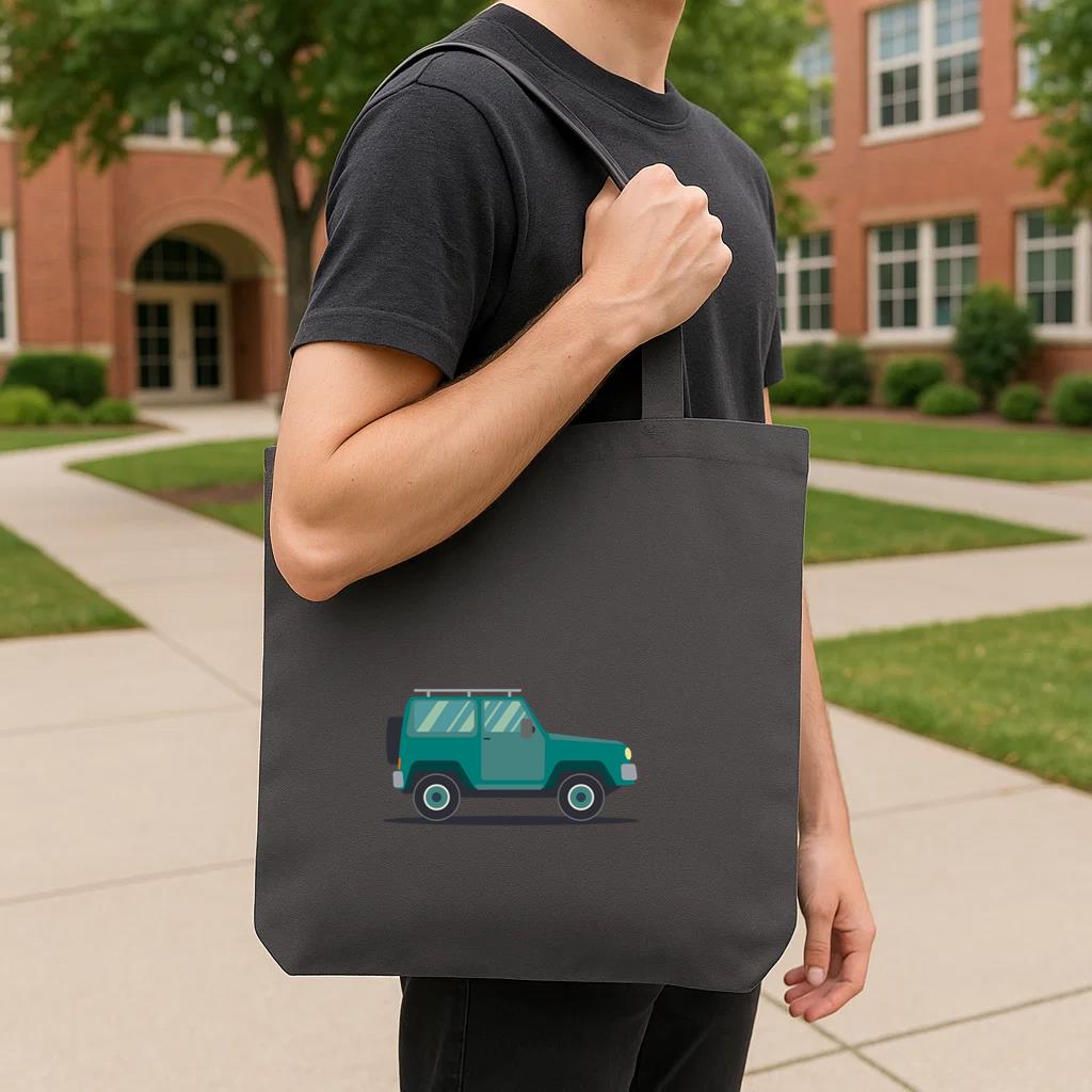 Jeep Vehicle Wheel Car Body Flat Tote Canvas Bag - Image 4