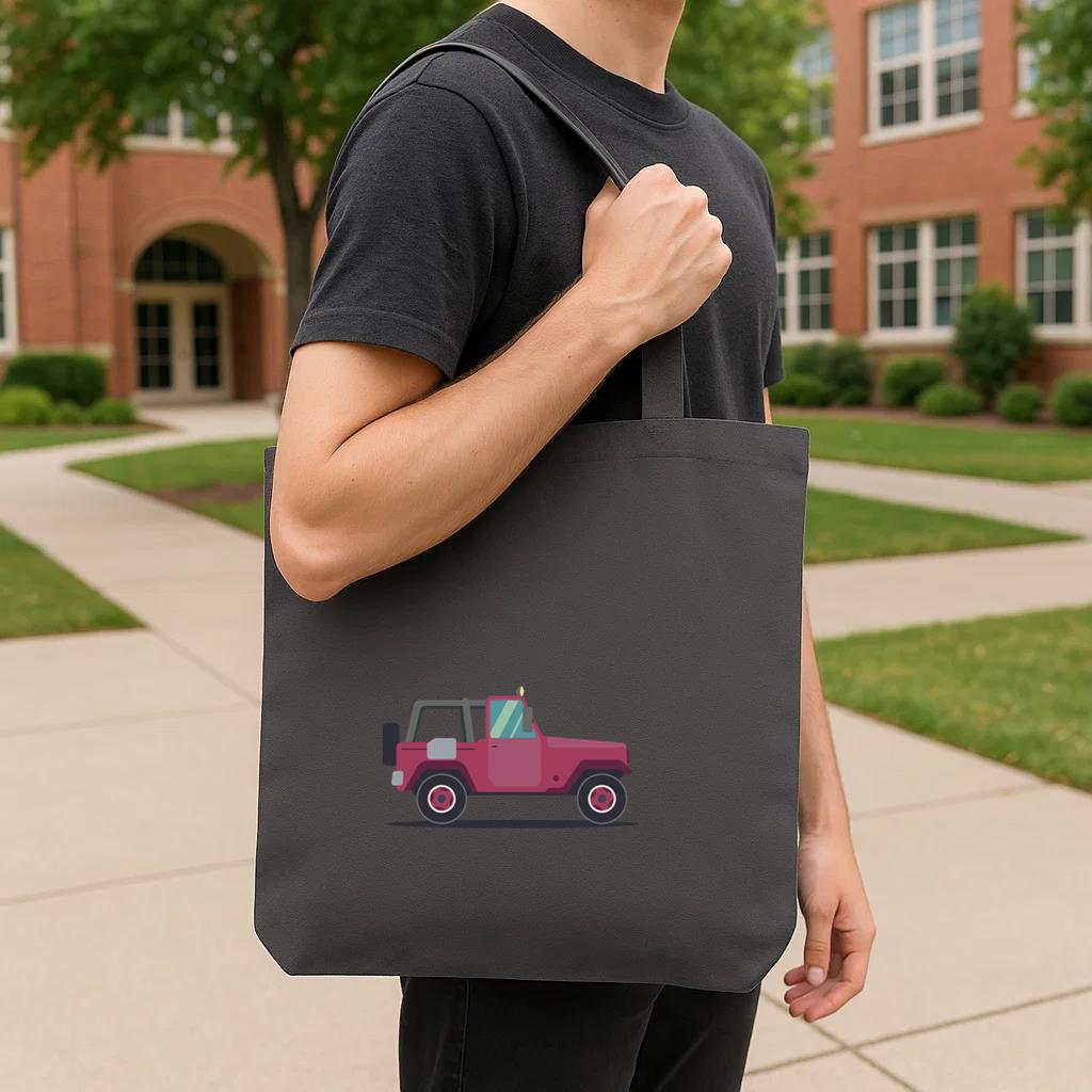 Jeep Wheel Vehicle Car Body Flat Tote Canvas Bag - Image 4