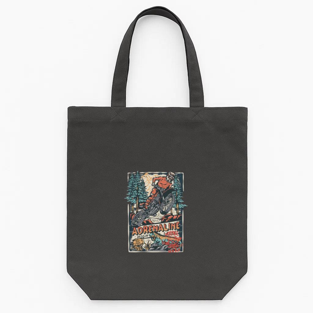 Man Motorbike Focused Minimal Tote Canvas Bag