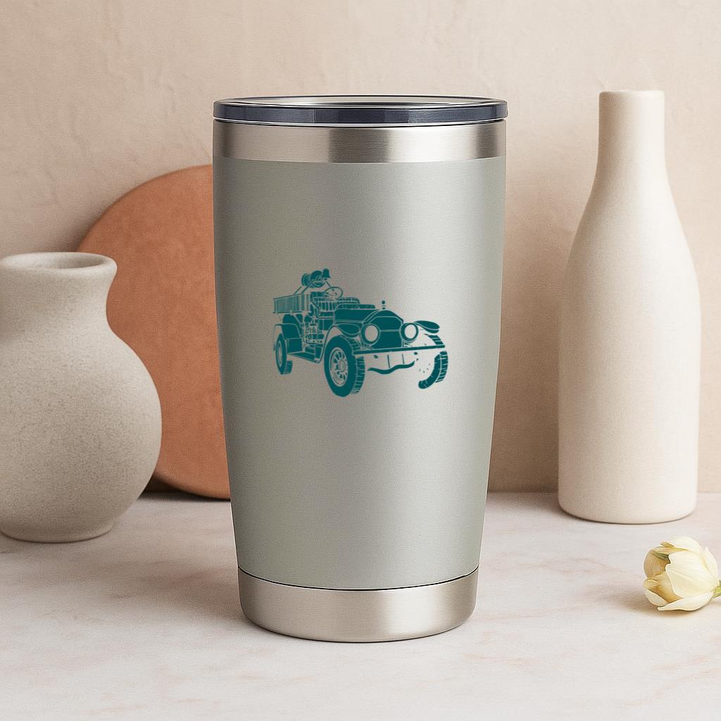 Old Fire Engine Truck Illustration Tumbler - Image 4