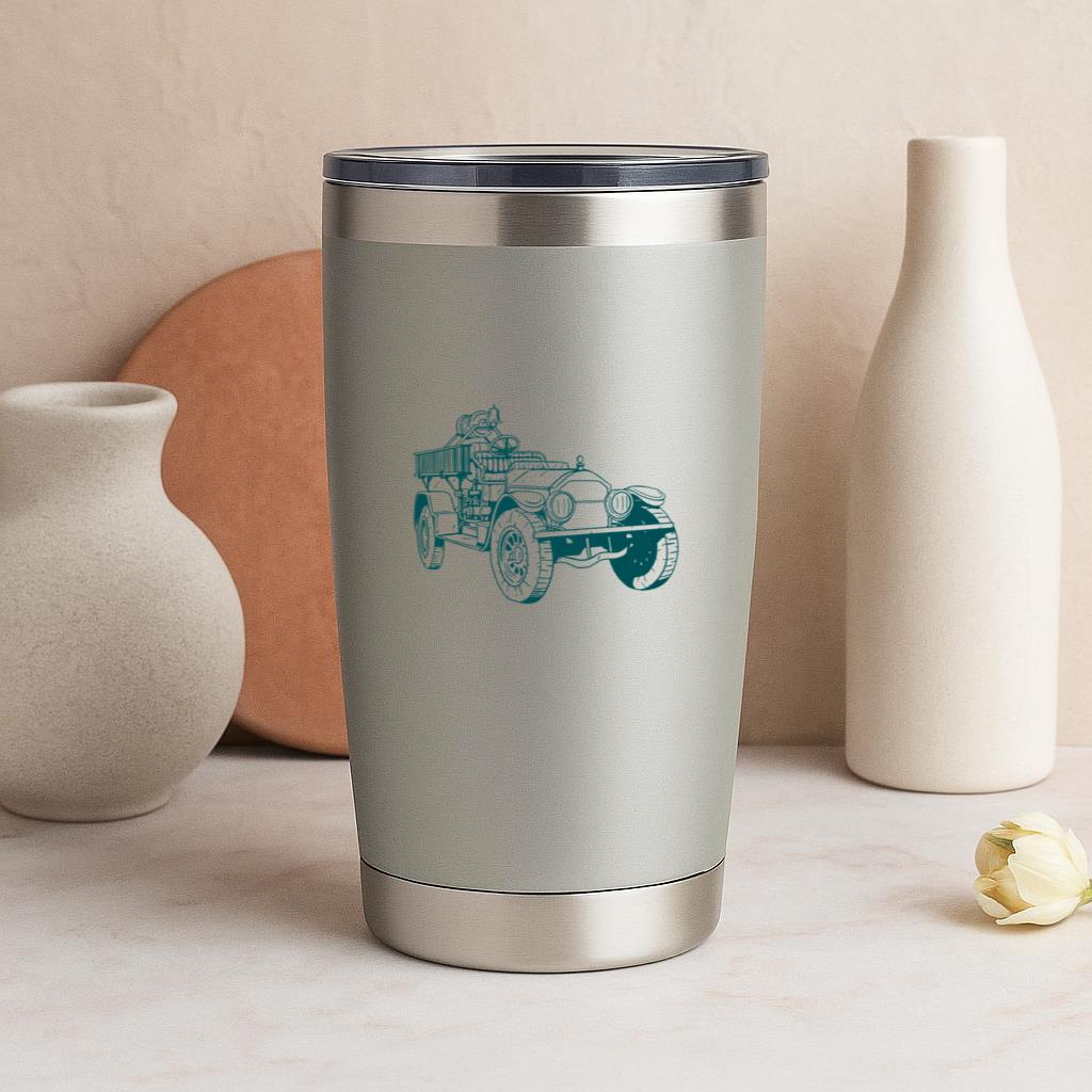 Old Fire Truck Engine Illustration Tumbler - Image 4