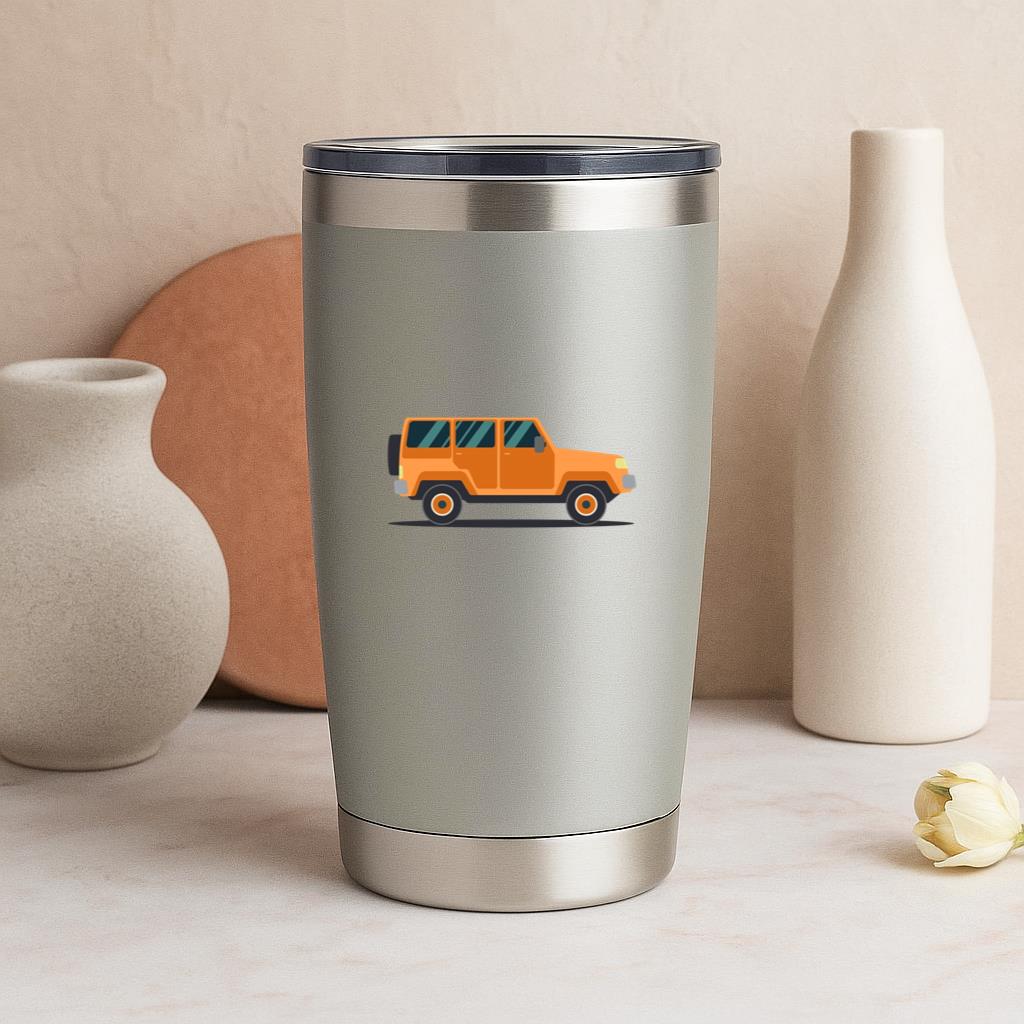 Orange Truck Car Flat Tumbler - Image 4