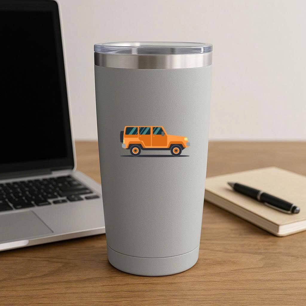 Orange Truck Car Flat Tumbler - Image 3
