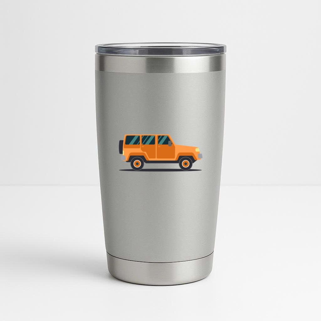 Orange Truck Car Flat Tumbler