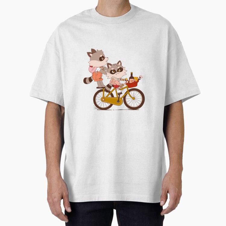 Raccoon Friends On Bike T-Shirt