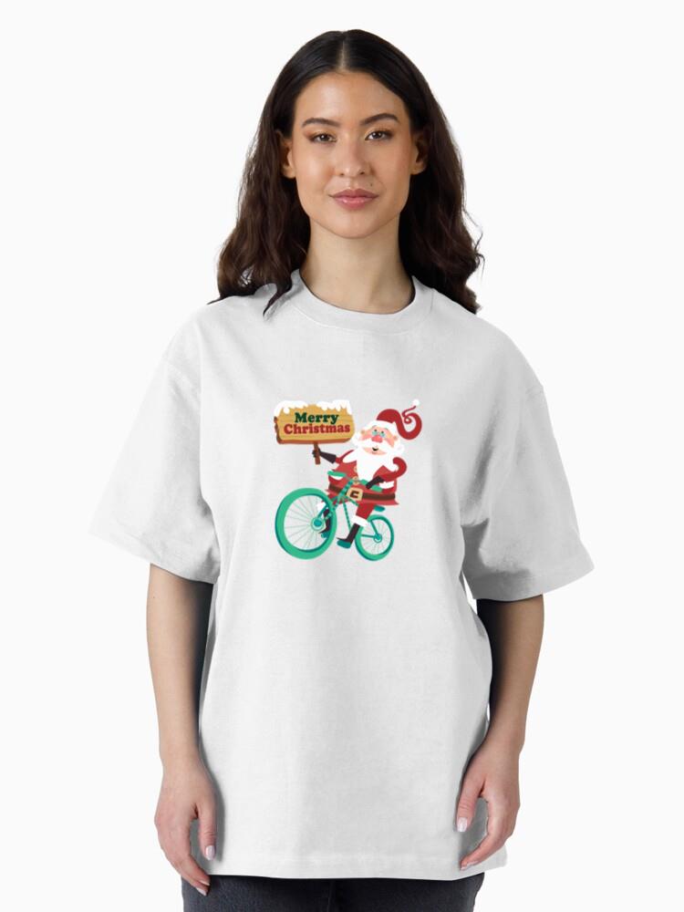 Santa Claus Riding Bicycle T-Shirt - Image 3