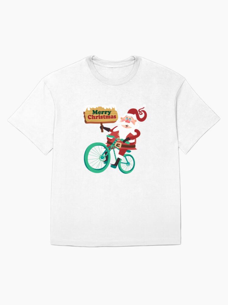 Santa Claus Riding Bicycle T-Shirt - Image 4