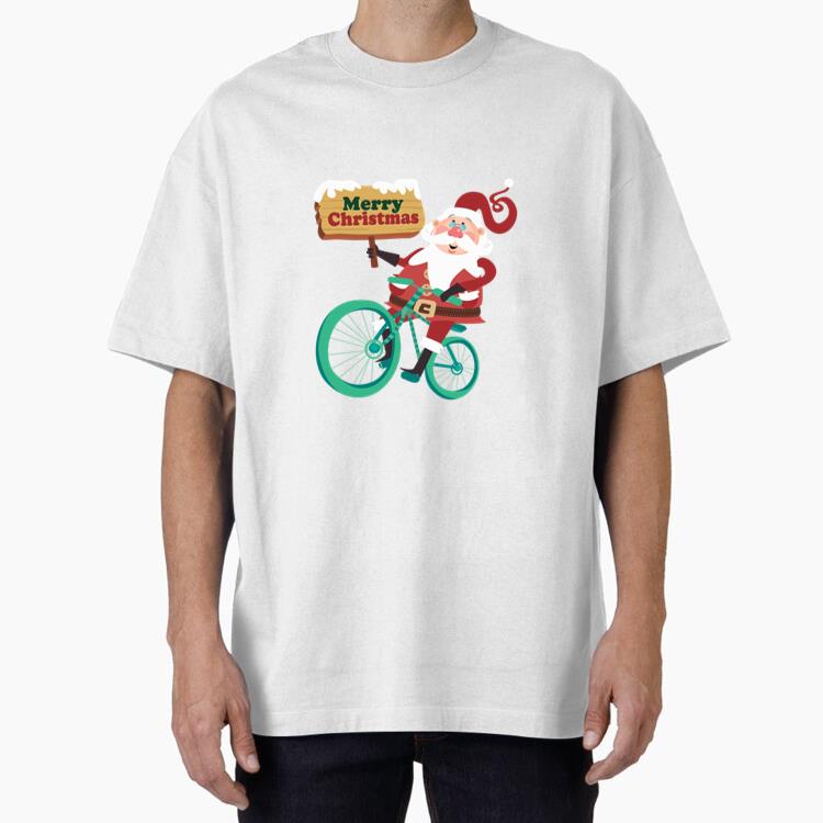 Santa Claus Riding Bicycle T-Shirt