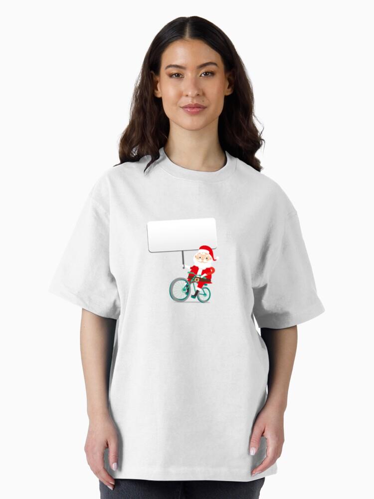 Santa Holding Banner On Bike T-Shirt - Image 3