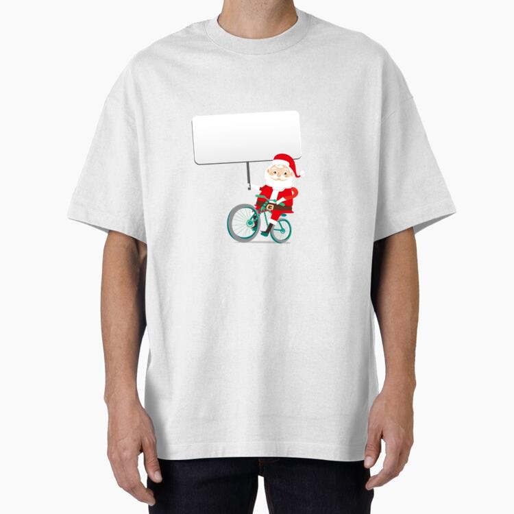 Santa Holding Banner On Bike T-Shirt