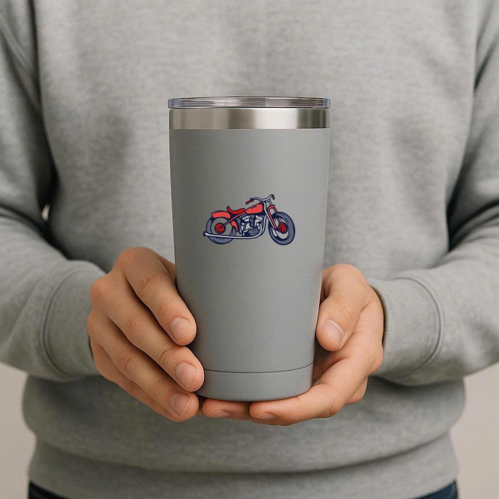 Stylish Vintage Motorcycle Illustration Tumbler - Image 2