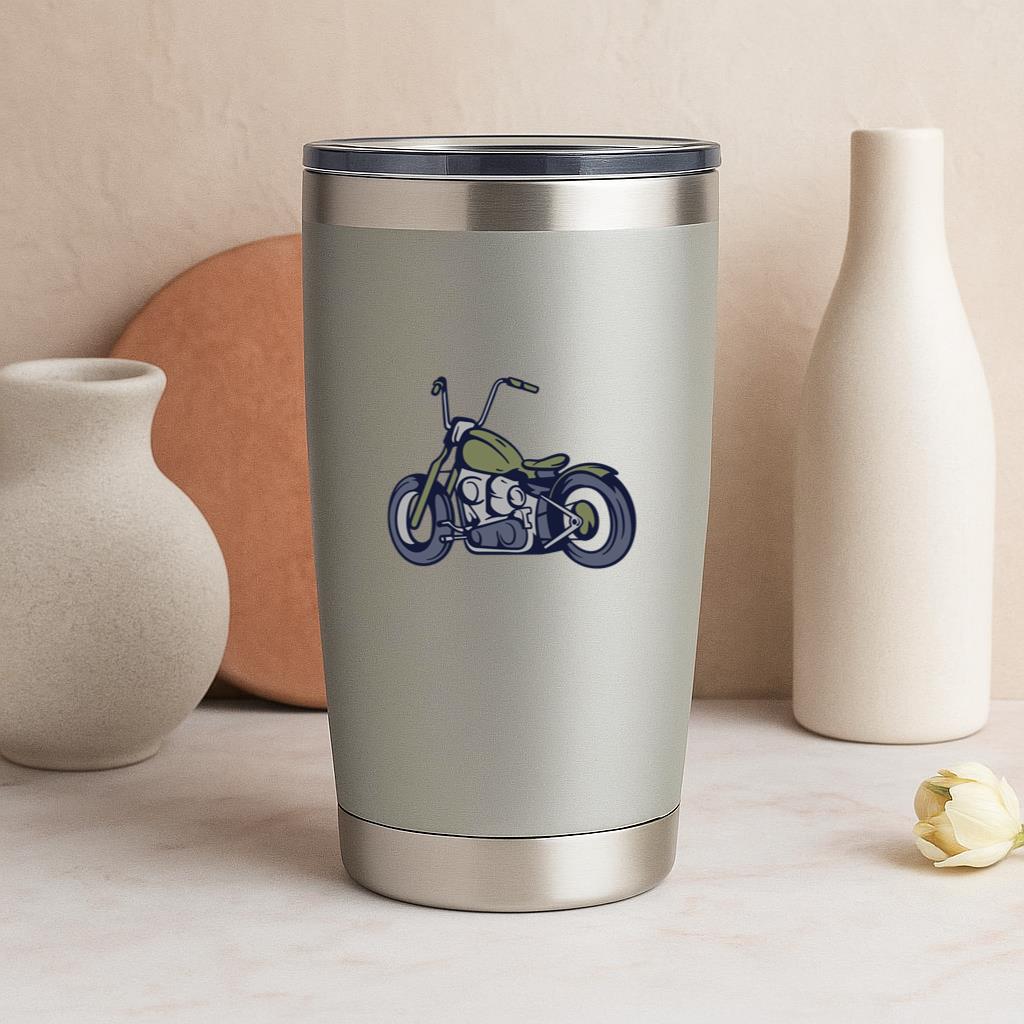 Stylized Cartoon Motorcycle Illustration Tumbler - Image 4