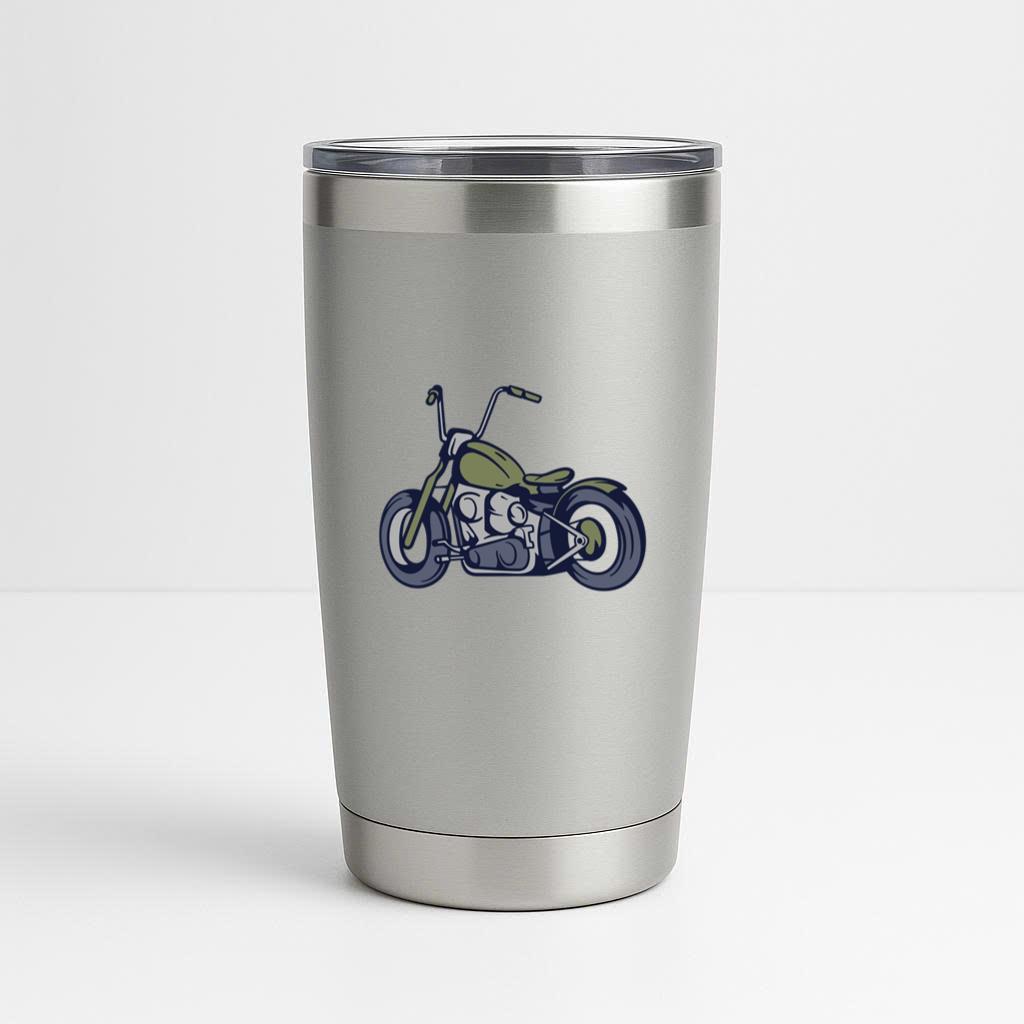 Stylized Cartoon Motorcycle Illustration Tumbler