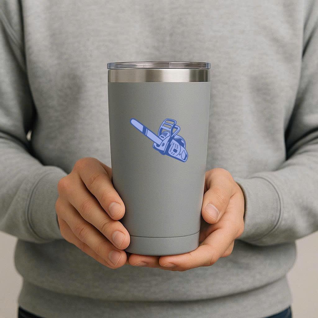 Stylized Chainsaw Illustration Design Tumbler - Image 2