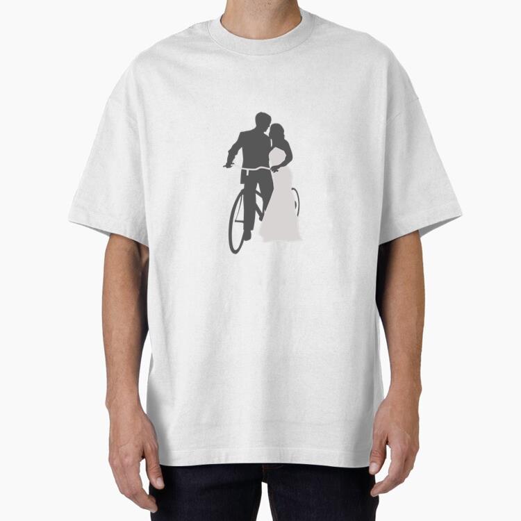 Wedding Couple Romancing With Bicycle T-Shirt