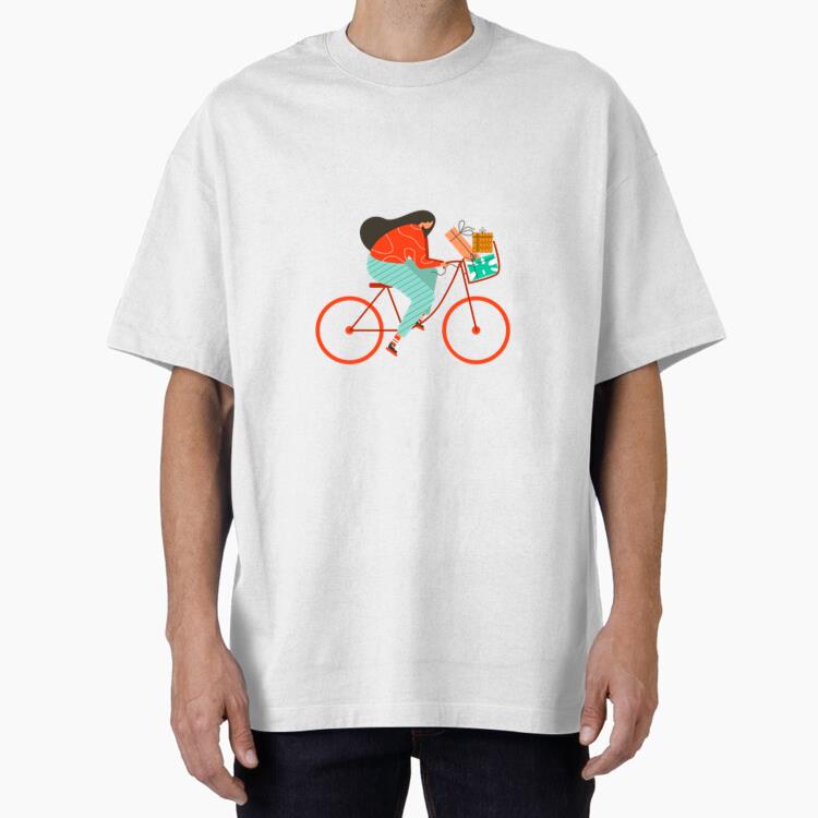 Woman Box Gift Bicycle Flat T-Shirt