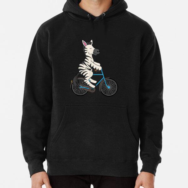 Zebra On Bike Black White Stripe Biking Hoodie