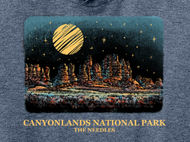 Night Sky Hooded T-Shirt for Outdoor Adventures - Navy Frost