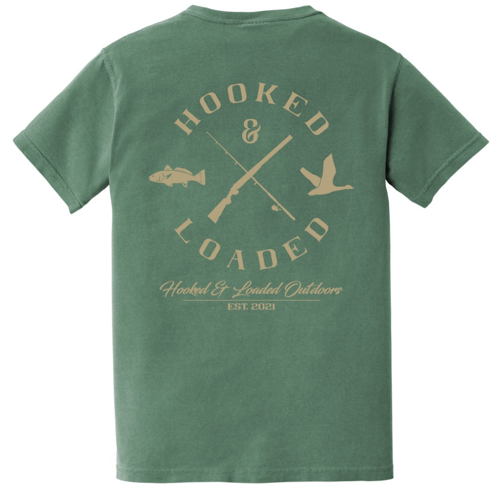 Comfort Color Logo Pocket T-Shirt - Moss Green Cotton Tee