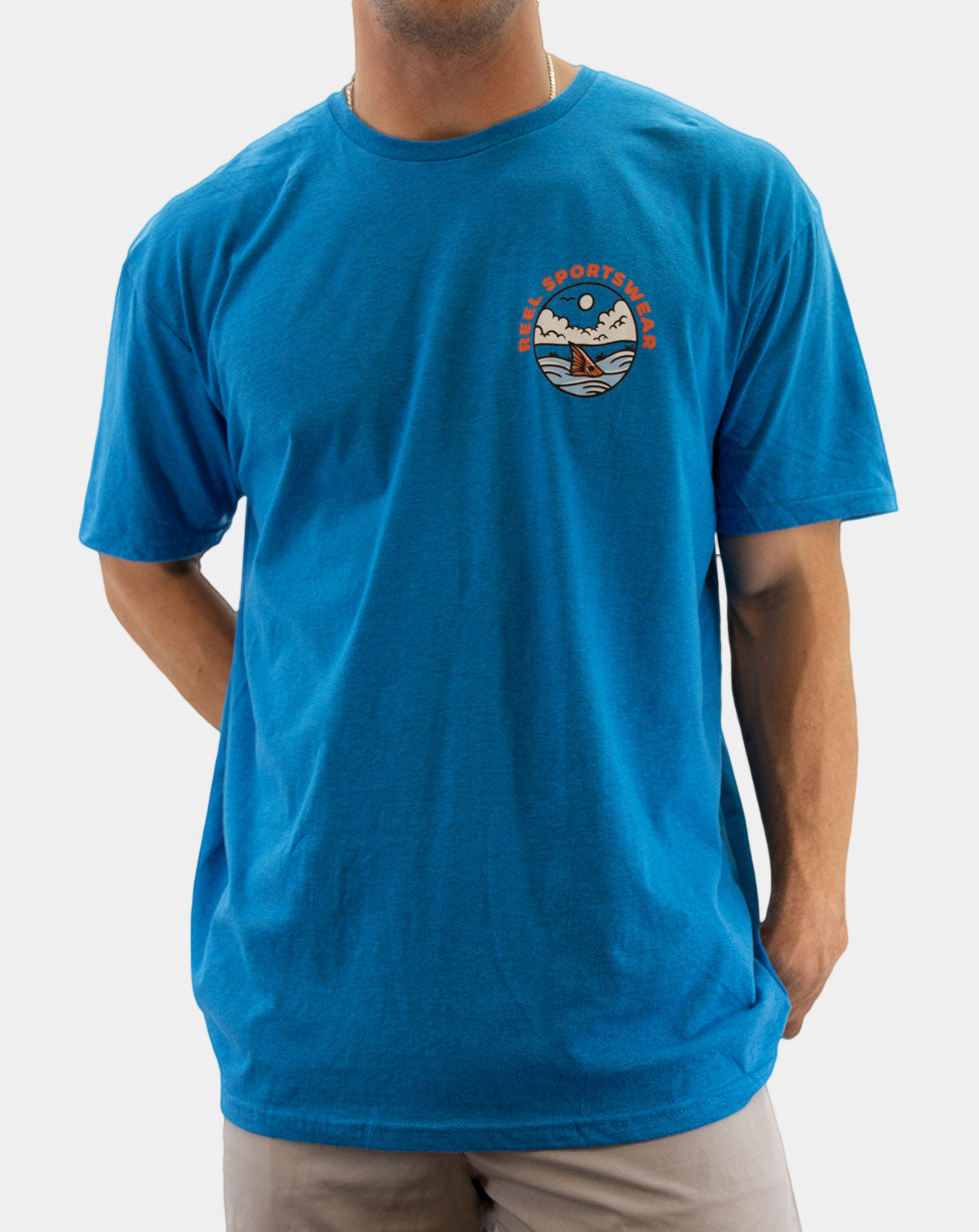 Mens Teal Fishing T-Shirt | Hand-Illustrated Graphics