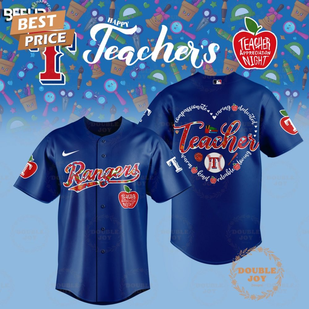 Gohipanda - 2025 Texas Rangers Happy Teachers Appreciation Night Limited Edition Baseball Jersey - Blue
