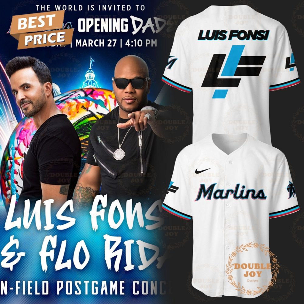 Gohipanda - 2025 The World Is Invited To Miami Marlins Mlb Opening Dade Luis Fonsi And Flo Rida Gift New Edition Baseball Jersey - White