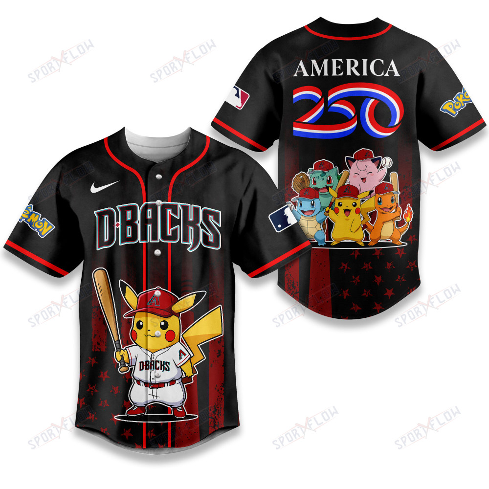 Gohipanda - Arizona Diamondbacks Pokemon 250 Years Of Freedom Baseball Jersey