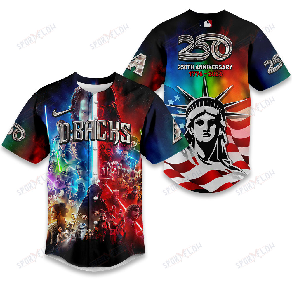 Gohipanda - Arizona Diamondbacks X Star Wars America'S 250Th Anniversary Baseball Jersey