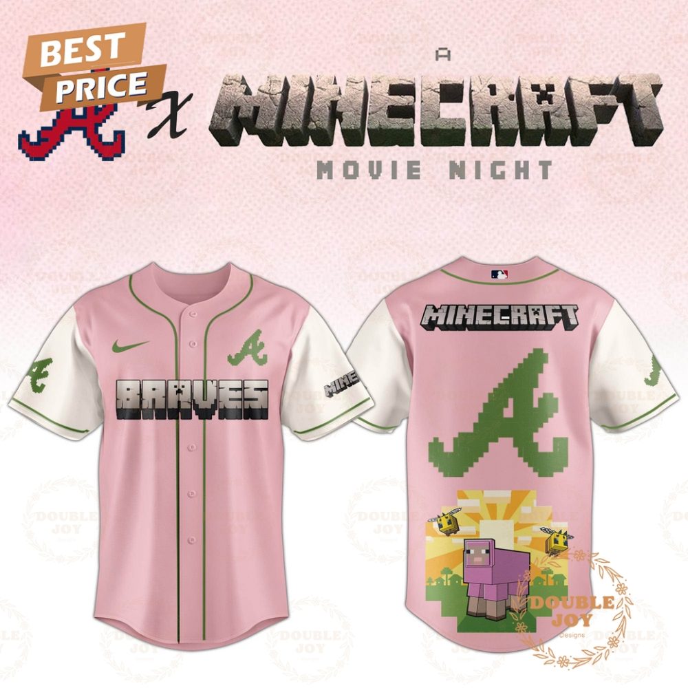Gohipanda - Atlanta Braves 2025 A Minecraft Movie Night Special Edition Baseball Jersey