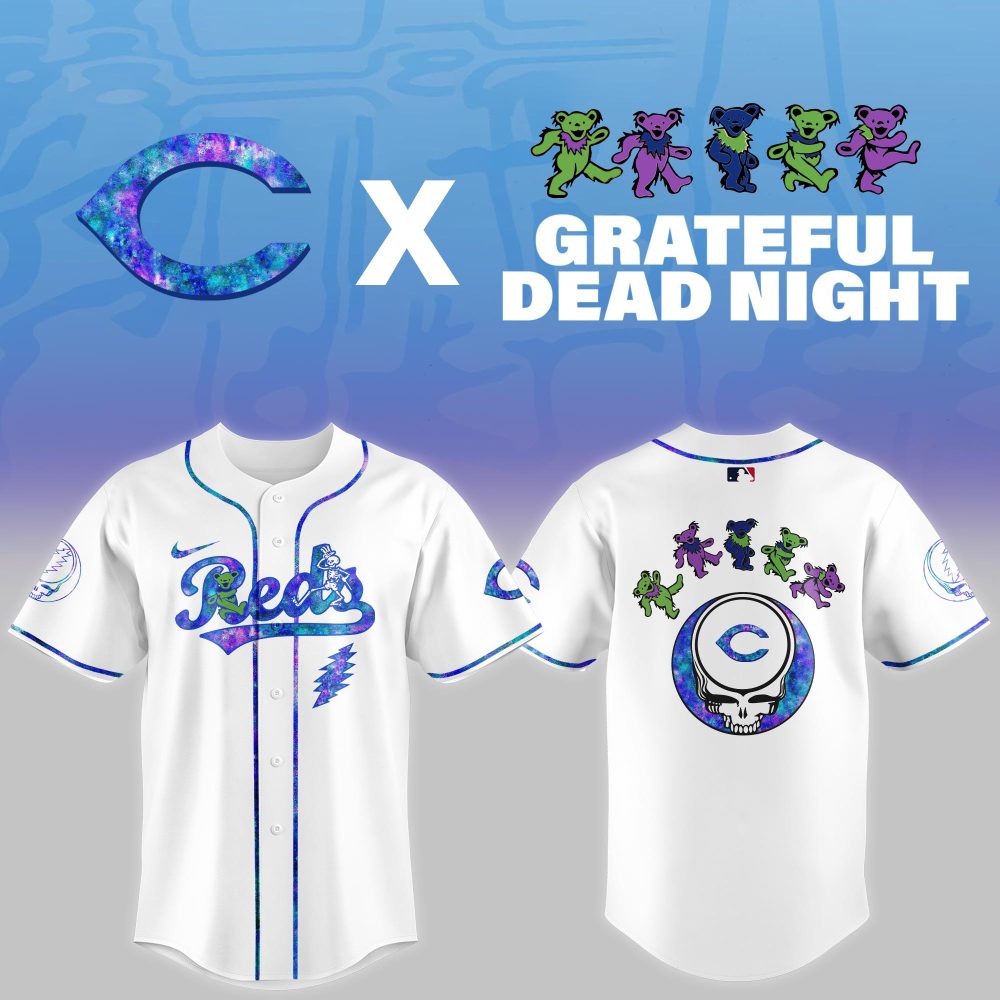 Gohipanda - Cincinnati Reds Mlb X Grateful Dead Theme Night Game Baseball Jersey