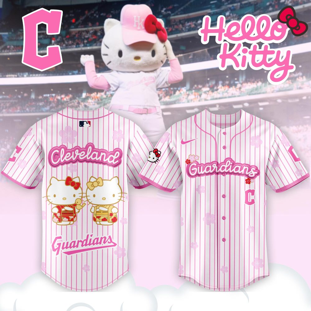 Gohipanda - Cleveland Guardians X Hello Kitty Pink Striped Jersey - Limited Edition Fan Gear