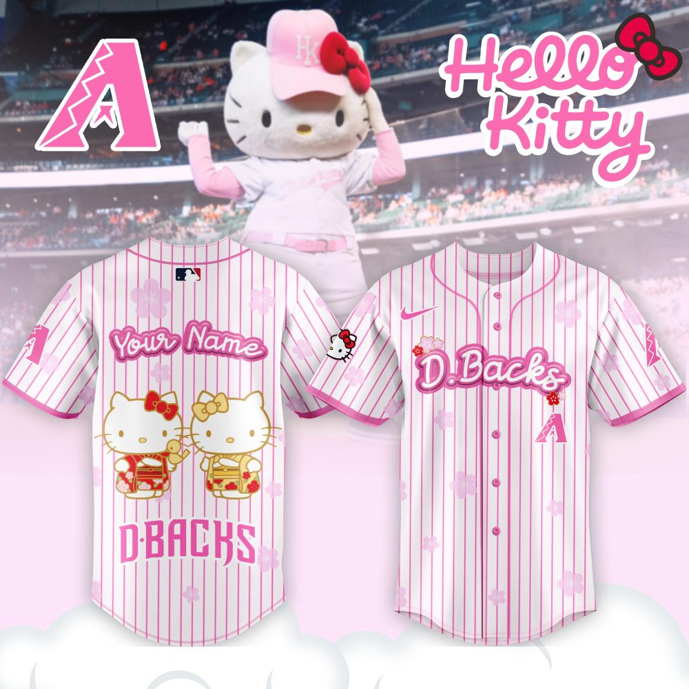 Gohipanda - Custom Hello Kitty D-Backs Jersey – Personalized Mlb Fan Gear In Pink