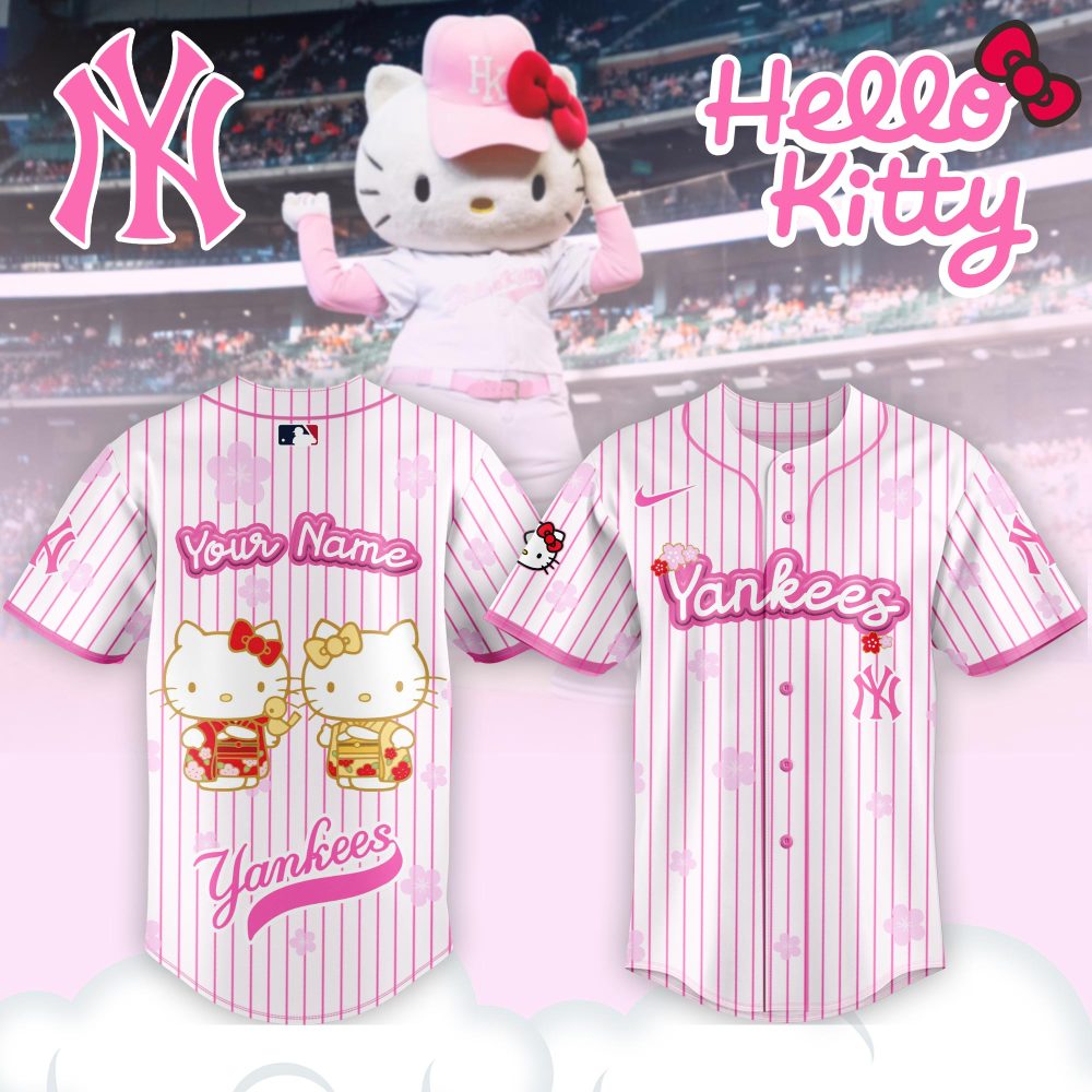 Gohipanda - Custom Hello Kitty Yankees Jersey – Personalized Pink Mlb Fan Gear For Kids & Adults