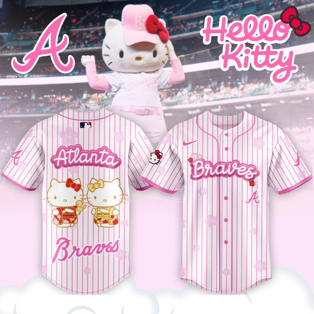 Gohipanda - Limited Edition Hello Kitty X Atlanta Braves Pink Jersey - Cute & Stylish Fan Gear!